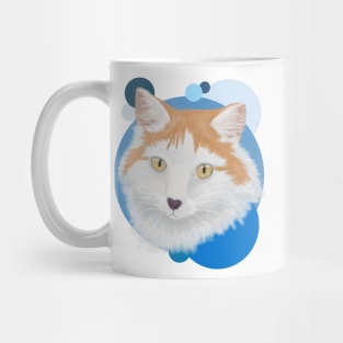 Ginger Cat- blue bubbles Mug